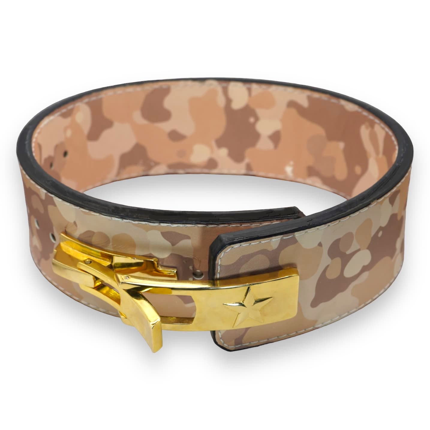 Dysel Powerlifting Belt - Desert Camo With Gold Lever
